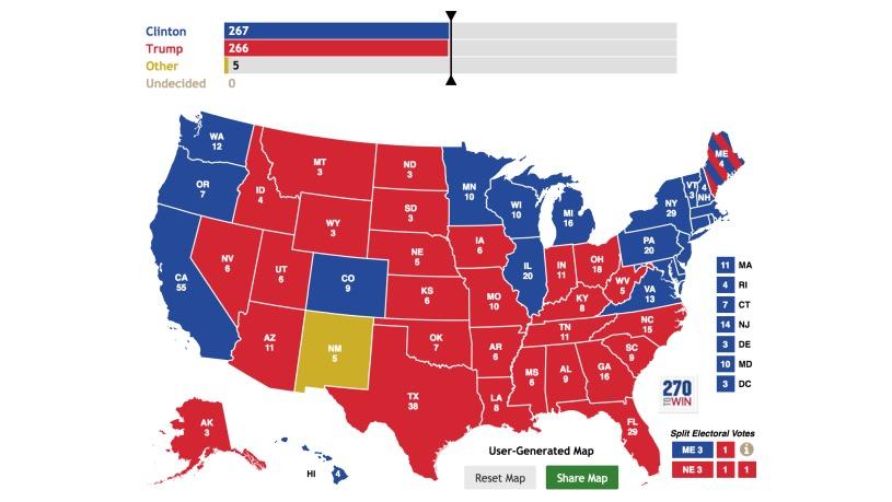 O mapa do impasse da eleição americana